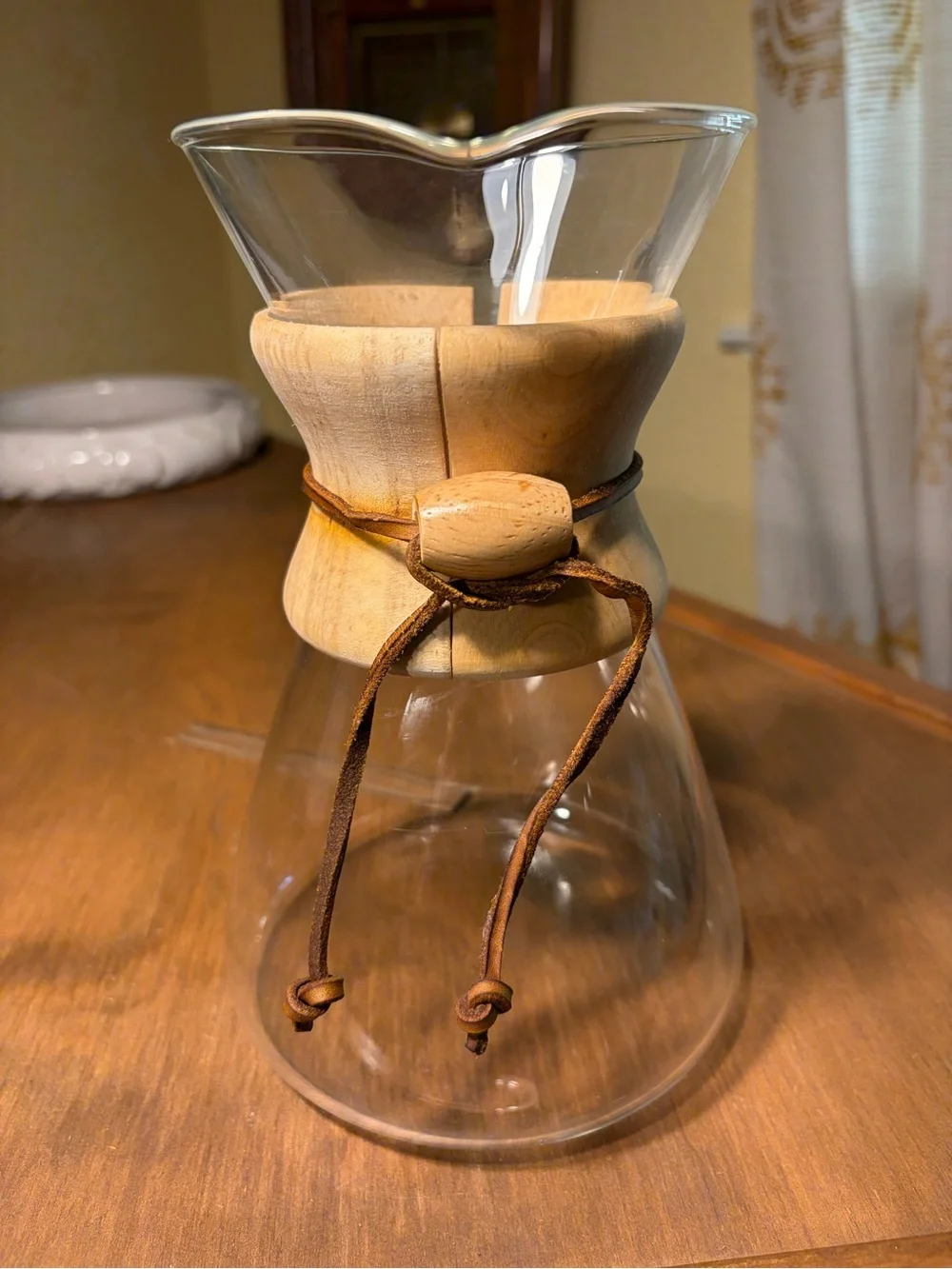 Pour Over Coffee Maker w/ Wood Collar Glass Carafe Only Classic Design 4-6 cup